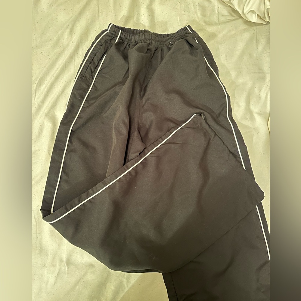 black and white track pants